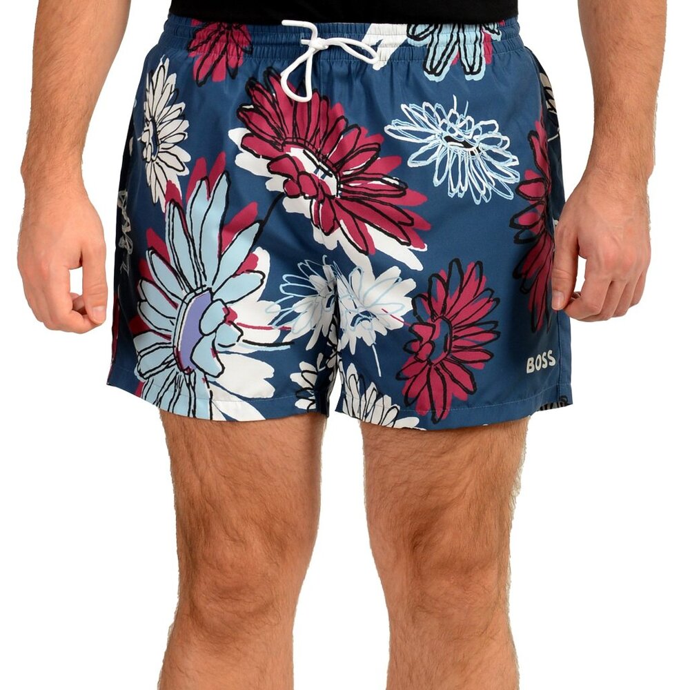 Hugo Boss Men's "Piranha" Floral Print Swim Board Shorts US L IT 52